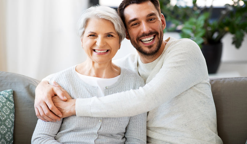 Senior lady with son